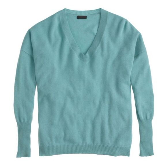 J Crew Italian Cashmere Boyfriend V-Neck Sweater NWT - Picture 1 of 10